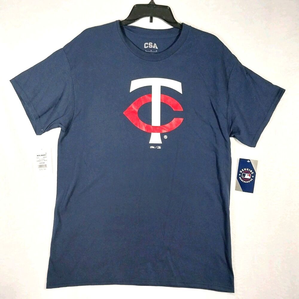 NWT Minnesota Twins MLB Navy Blue Logo T-Shirt Men's Size Large Wal-Mart CSA E88